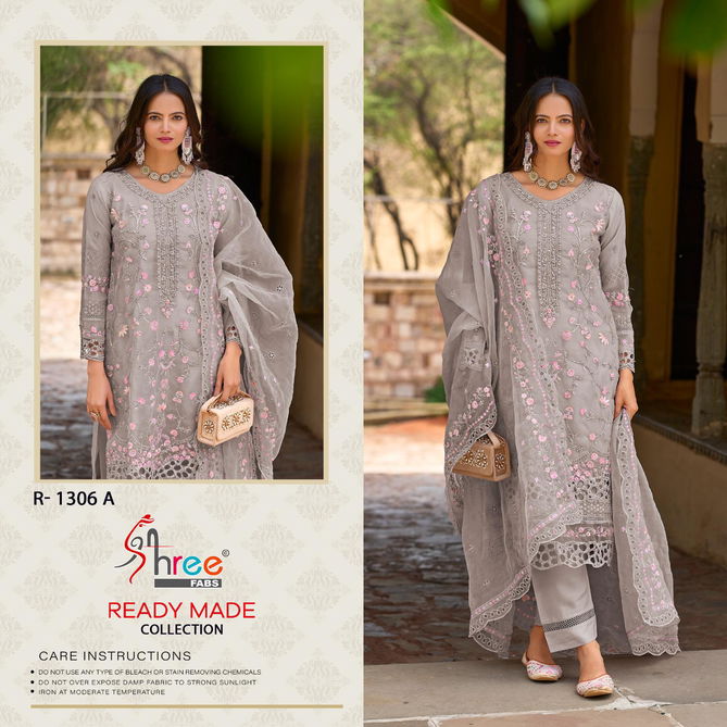 R 1306 By Shree Fabs Organza Readymade Suits Wholesale Shop In Surat